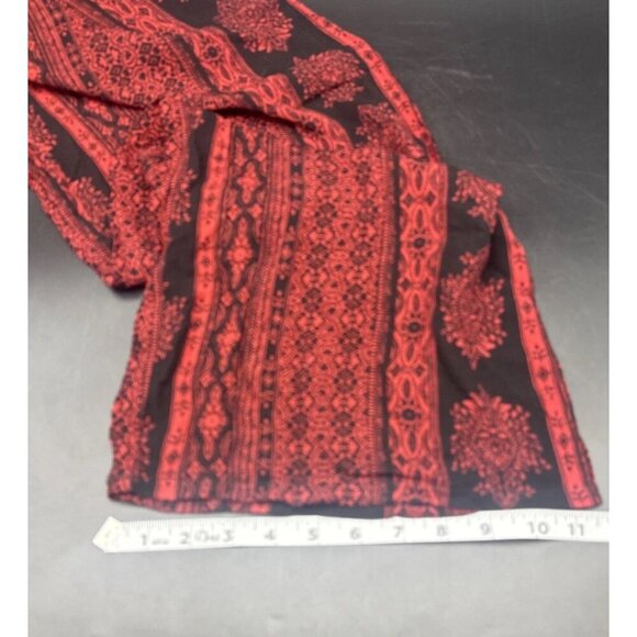 Peace & Pearls Red Black Patterned Wide Leg Soft Pants Elastic Waist-Sz S NEW - Picture 14 of 14